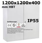 Doppeltür Schaltschrank 1200x1200x400 mm HBT 2-türig IP55 Stahlblech mit Montageplatte